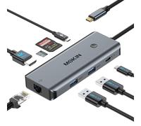 MOKIN Hub USB C Multiport 8 en 1 pour MacBook Pro/Air, Dongle avec 3 Ports USB 3.0, Adaptateur USB C vers HDMI,Ethernet RJ45, Charge Rapide PD 100W, Lecteur de Carte mémoire SD/TF