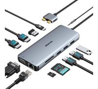 MOKiN MacBook Docking Station Dual Monitor, 12 in 2 MacBook Pro Adapter | USB C HDMI Hub für MacBook Pro/Air MacBook Dock USB C auf Dual HDMI, VGA, Ethernet, 100W PD, 4x USB C, SD/microSD