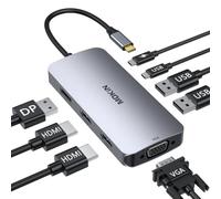 MOKiN USB C Docking Station Dual HDMI Monitor Adapter, 3 Monitors mit Dual HDMI, Displayport, VGA, 100W PD Charging, 2USB A 2.0,USB C 2.0 Ports Adapter für Dell XPS,HP, Lenovo,etc
