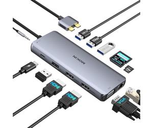 MOKiN Station Accueil PC Portable Double HDMI 12 en 1 USB C Adaptateur Hub
