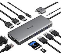 MOKiN Station d'accueil MacBook Pro Adaptateur HDMI MacBook Pro Adaptateur USB C 12-en-1 pour MacBook Pro Air Station d'accueil MacHDMI Dongle DualUSBC to Dual HDMI VGA Ethernet AUX 4USB SD TF100W PD