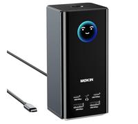 MOKiN Station d'accueil USB C 3 moniteurs, station d'accueil triple affichage 17 en 1 avec 3 HDMI et 2 DP, 10 G USB A/C, Gigabit Ethernet, 100 W PD, audio, écran intelligent, SD/TF, station d'accueil