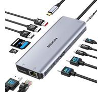 MOKiN Station d'accueil USB C Docking Station Double Moniteur, 13 en 1 Dock USB C vers Dual HDMI et Displayport, 3*USB A/C 3.1, 2*USB A 2.0, RJ45, PD 100W, SD/TF, Docking Station pour HP Lenovo Dell