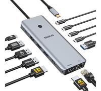 MOKiN Station d'accueil USB C Double Moniteur, 13 en 1 HUB USB C Dual 4K@60Hz avec 2 HDMI, Gigabit Ethernet, Charge Rapide PD 100 W, 5Gbps Docking USB C pour Ordinateurs Portables MacBook/Dell/HP