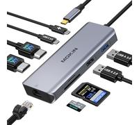 MOKiN Station d'accueil USB C Double Moniteur, Docking Station 9 en 1 avec Dual HDMI, Ethernet RJ45, PD 100W, USB 3.0/2.0, SD/Micro SD, Hub Dual HDMI pour MacBook Dell HP Lenovo