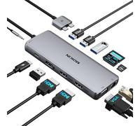MOKiN Station d'accueil USB C MacBook Double HDMI,12-en-1 Station d'accueil pour pc Portable pour MacBook Pro/Air Adaptateur USB C to Dual HDMI VGA Ethernet AUX 4USB SD TF100W PD