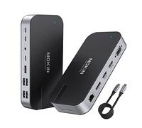 MOKiN Station d'accueil USB C pour Ordinateur Portable avec 4 K Dual HDMI, VGA, Displayport, Gigabit Ethernet, 4 Ports USB, 100 W PD, Lecteur de Carte SDMicro D, Audio 3,5 mm Compatible pour