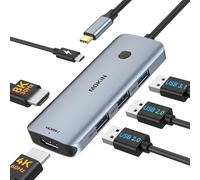 MOKiN Station d'accueil USB C vers double HDMI, hub USB C double moniteurs HDMI pour Windows, adaptateur USB C avec double HDMI, 3 ports USB, compatible avec Dell XPS 13/15, Lenovo Yoga, etc