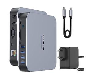 MOKiN USB C Docking Station für MacBook 3 Monitor, Mac Docking Station Dual Monitore mit 65W Leistung, USB C Dock Dual 4K HDMI, VGA, 4 USB 3.0, RJ45 Gigabit Ethernet, 100W PD, SD/TF, Audio für Dell HP