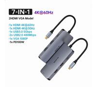 MOKiN USB C HUB 4K 60Hz Type C vers HDMI DP VGA Gigabit Ethernet USB 3.1 PD 100W adaptateur pour Macbook Air Pro M2 M1 accessoires PC - Type 7 IN 1(2HDMI VGA