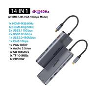 MOKiN USB C HUB 4K 60Hz Type C vers HDMI DP VGA Gigabit Ethernet USB 3.1 PD 100W adaptateur pour Macbook Air Pro M2 M1 accessoires PC - Type 14 in1(2HDMI 10Gbps