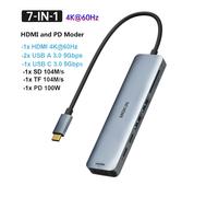 MOKiN USB C HUB 4K 60Hz Type C vers HDMI DP VGA Gigabit Ethernet USB 3.1 PD 100W adaptateur pour Macbook Air Pro M2 M1 accessoires PC - Type 7 IN 1(HDMI USB3.0