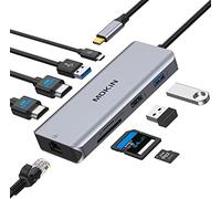 MOKiN USB C Hub Dual HDMI, Adaptateur USB-C vers Double HDMI,Ethernet Gigabit,100W PD,3 USB Port,Lecture Carte SD/TF,Docking Station 9 en 1 USBC pour MacBook Pro Air Dell HP Lenovo Tablette Type C