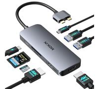MOKiN USB C vers Dual HDMI Multiport Hub USB C pour MacBook Pro, 8 en 1 Thunderbolt 3 Adaptateur Mac Dongle MacBook avec 2 HDMI (4K @60 Hz), 3 USB3.0, SD TF Card Reader et 100 W PD Port