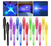 mokiu 14pcs Crayons à encre invisible, Stylo Invisible avec Lumière UV sans ombre Stylo Secret Espion Message Stylo Plume magique Cadeau d’anniversaire idéal pour les enfants