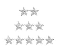 MOKKHNB 10 Pièces Écussons Pentagramme en Résine Argentée Strass, Patchs Étoiles Thermocollants Résistants à Haute Température pour Projets de Bricolage et Scrapbooking