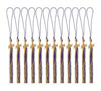MOKKHNB 12 Pièces Décorations de Chapeaux de Graduation avec Pompons Accessoires Uniques pour Cérémonie de Diplôme Bleu Royal et Or pour Diplômés et Fête de Remise de Diplôme