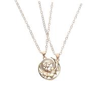 MOKKHNB 1Paire Collier Couple Aimanté Soleil et Lune Alliage Pendentif Symbolisant Éternel pour Saint-valentin Bijoux pour Hommes et Femmes pour Occasions Spéciales