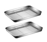 MOKKHNB 2 Ensembles Plateau de Cuisson Acier Inoxydable Ensemble de Plaques de Drainage Refroidissement pour Pâtisserie et Rangement Maison