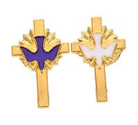 MOKKHNB 2 Pièces Broches Croix et Pigeon pour Épinglette Religieuse pour Baptême et Première Communion Accessoires de Fête