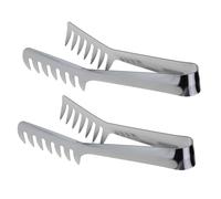 MOKKHNB 2 pièces Pinces à Spaghetti Acier Inoxydable Ustensiles de Cuisine Chaleur avec Poignée Ergonomique Pince Alimentaire Résistante Rouille pour Pâtes et Nouilles Usage Domestique et