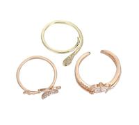 MOKKHNB 3 pièces Bagues Réglables Ouvertes Lot de Anneaux Empilables Plaqué Or Design Élégant pour Femme Anneaux pour Doigt Adaptable