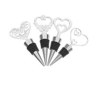 MOKKHNB 4 Pièces Bouchons de Bouteille de Vin Zinc Alliage Ensemble de Bouchons Forme de Cœur pour Amateurs de Vin Réutilisables et Universels pour Conserver la Fraîcheur des Boissons