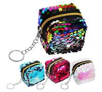 MOKKHNB 4 pièces Pochette à Colorée Sequins pour Garçon Fille Change avec Pratique pour et Fêtes Vert Rose