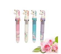 MOKKHNB 4 Pièces Stylo à Bille Multicolore Rétractable Licorne | Plastique, Écriture Fluide et Trait Fin, Pratique pour Papier et Cahiers de Coloriage
