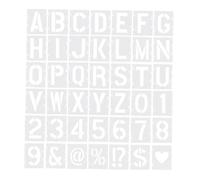MOKKHNB 42 pièces Pochoirs Lettres et Chiffres Pet Réutilisables pour Peinture sur Bois Mur Tissu Roche Modèles Interlock pour Projets DIY Créatifs