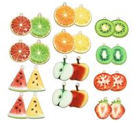 MOKKHNB 45 pièces Pendentifs Fruit Imitation Tranches Alliage Accessoires Bijoux DIY pour Porte-clés Colliers et Bracelets Styles Mixtes