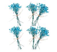 MOKKHNB 6 Pièces Bouquet de Fleurs Séchées Gypsophile Bleu, Décoration Mariage et Centre de Table, Résistant à L'usage Quotidien et Évitant Le Jaunissement, Plante Naturelle Préservée