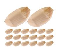 MOKKHNB 60 assiettes jetables en bois en forme de barque : petites barquettes à apéritifs, plateaux de service à sushis, récipients alimentaires en bois pour amuse-gueules, popcorn, desserts,