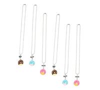 MOKKHNB 6Pièces Collier de Beignet Plastique Colliers Amitié Décoratifs Bijoux pour Meilleur Anniversaire pour Accessoires Colorés et Uniques