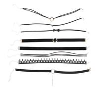MOKKHNB 8 Pièces Collier Ras du Cou pour Femmes en Alliage Noir, Réglable et Confortable, Style Chic, pour Anniversaires et Fêtes