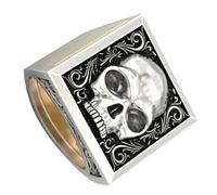 MOKKHNB Alliage, Bague Tête de Mort à Compartiment Secret, Style Punk | Déco Gravée, Anneau Détachable, Mini Rangement Discret, pour Petits Objets, Cosplay et Scène, Alliance Vintage