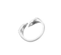 MOKKHNB Anneau D'ouverture Créatif en Cuivre Argenté Motif Dauphin, Bague Ajustable Élégante pour Scènes Festives et Décoration des Doigts