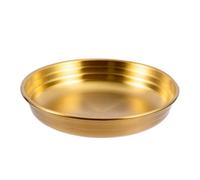 MOKKHNB Assiette Coréenne Dorée en Acier Inoxydable pour Servir Apéritifs et Préparer Recettes, 1 Pièce, pour Restaurant et Usage Domestique