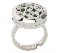 MOKKHNB Bague Diffuseur Huile Essentielle Réglable Acier Inoxydable pour Homme et Femme Anneau Ouvert Large Creux Accessoire de Costume Aromathérapie Élégant