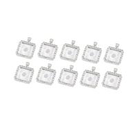 MOKKHNB Base De Pendentif De Collier Carrée 25 Mm En Alliage Strass, Lot De 10 Pièces Pour Création Bijoux Diy, Accessoires Pour Fabrication Bijoux Artisanaux, Pour Supports Pendentifs Et Bracelets
