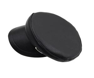 MOKKHNB Béret Style Capitaine en Pu Noir avec Boucle Décorative, Chapeau de Capitaine pour Yacht et Soirée Costumée, Chapeau Britannique Femme Respirant et Polyvalent, Accessoire Mode