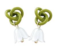 MOKKHNB Boucles D'oreilles Pendantes à Motifs Floraux En Alliage Vertes Légères Pour Femmes, Style Printanier Élégant, Bijoux Délicats D'été, Accessoire Mode Polyvalent