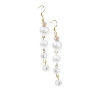 MOKKHNB Boucles Oreilles Longues Perles Blanches Élégantes pour Femmes Style et Polyvalent Accessoires Féminins pour Mariages et Fêtes