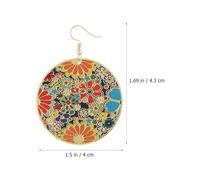 MOKKHNB Boucles Oreilles Pendantes Cercle à Motifs Floraux Vintage pour Femme Disque Rond Peint Main Bijoux Bohème Élégants Cadeau Anniversaire et Fêtes