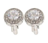 MOKKHNB Boutons de Manchette Simples et Modernes Argentés Ronds en Zircon Faciles à Utiliser pour Chemise Française pour Usage Quotidien ou Occasions Spéciales
