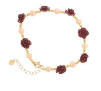 MOKKHNB Bracelet Ajustable à Fleurs de Rose et Alliage Surface Brillante, Élégant pour Anniversaire de Ma Copine ou Présent Saint Valentin