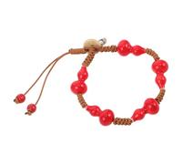 MOKKHNB Bracelet Feng Shui en Céramique Breloques en Perles de Calebasse Rouge, Accessoire Léger et Polyvalent pour Femmes, pour Noël et Nouvel An