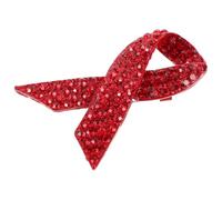 MOKKHNB Broche Ruban Rouge en Alliage Cristal pour Sensibilisation au Cancer du Sein, Design Unique et Créatif, Facile à Porter Journée Mondiale le Cancer