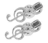 MOKKHNB Broches pour Femmes en Alliage de Zinc Argenté, Note de Musique et Microphone, Accessoires Polyvalents pour Fête, Lot de 2 Pièces Élégantes et Originales