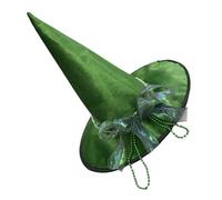 MOKKHNB Chapeau de sorcière d'Halloween pour femmes : Chapeau de magicien médiéval à nœud - de déguisement à large bord pour fête - Accessoires de sorcière et d'épouvantail -